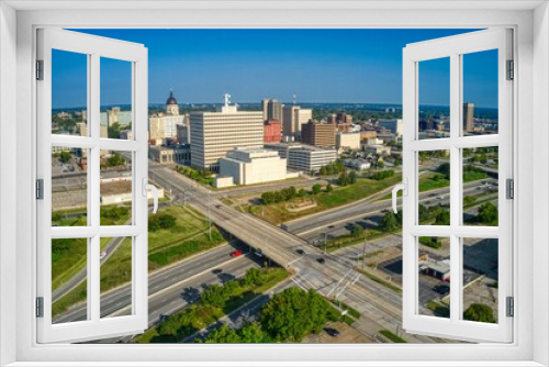 Fototapeta Naklejka Na Ścianę Okno 3D - Aerial View of Topeka, Kansas Skyline in the Morning