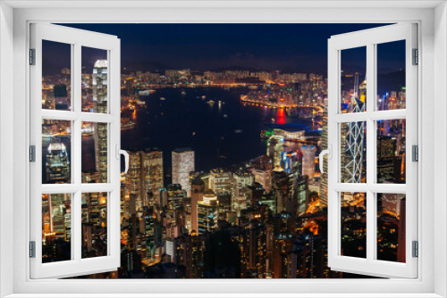 Fototapeta Naklejka Na Ścianę Okno 3D - Hong Kong Skyline at Dusk