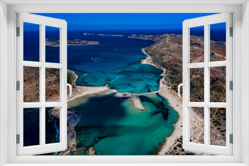 Fototapeta Naklejka Na Ścianę Okno 3D - Balos Lagoon auf Kreta aus der Luft | Wunderschöne Balos Lagoon auf Kreta mit der Drohne