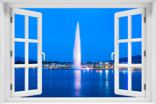Fototapeta Naklejka Na Ścianę Okno 3D - Water jet fountain in Geneva
