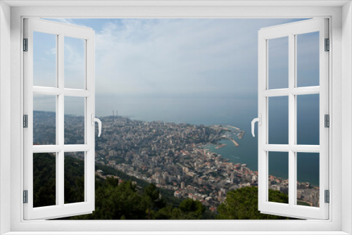 Fototapeta Naklejka Na Ścianę Okno 3D - View of Jounieh bay, Beirut, from Harissa, Lebanon