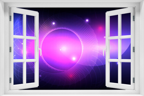 Fototapeta Naklejka Na Ścianę Okno 3D - Vector bright circle blue space. Abstract glowing spiral