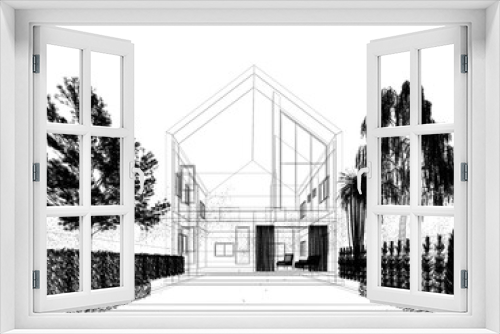 Fototapeta Naklejka Na Ścianę Okno 3D - sketch design of house ,3d rendering