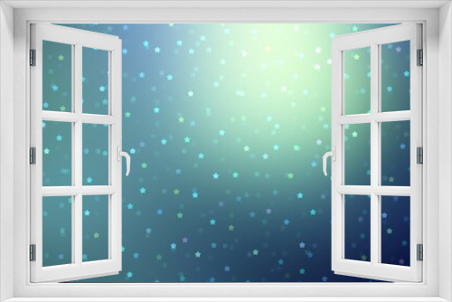 Star sparkles on shiny gloss cyan color background. Magic night abstract illustration.