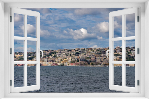 Fototapeta Naklejka Na Ścianę Okno 3D - Blick über die Bucht auf Neapel in Kampanien in Italien