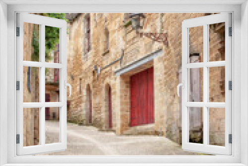 Fototapeta Naklejka Na Ścianę Okno 3D - Sarlat-la-Canéda. Rue en centre-ville. Dordogne. Nouvelle Aquitaine