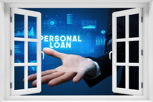 Hand of Businessman holding PERSONAL LOAN inscription, business success concept