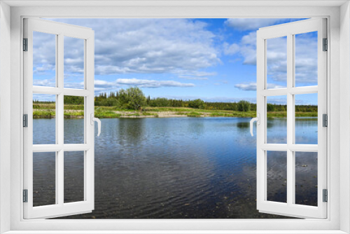 Fototapeta Naklejka Na Ścianę Okno 3D - Panorama of a wild river in the circumpolar Urals.