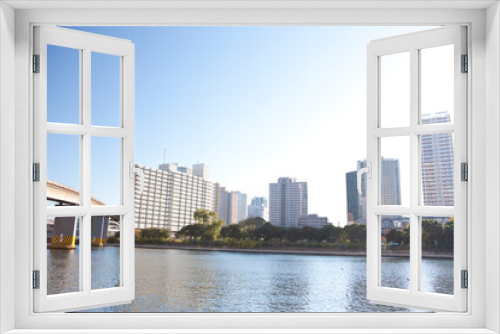 Fototapeta Naklejka Na Ścianę Okno 3D - 芝浦から見た港南のマンション群
