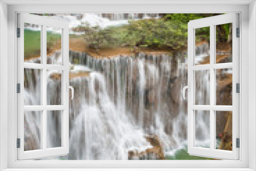 Fototapeta Naklejka Na Ścianę Okno 3D - Huay mae Kamin waterfall, Kanchanaburi, Thailand