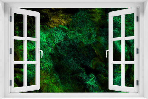 Fototapeta Naklejka Na Ścianę Okno 3D - Simple abstract green boho  background. Hand-painted watercolor texture with splashes, drops of paint, paint smears. Design for backgrounds fiber, wallpapers, covers and packaging, wrapping paper.