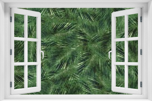 Fototapeta Naklejka Na Ścianę Okno 3D - Green tropical palm tree leaves seamless pattern. High quality illustration. Vivid, detailed, and highly textured graphic design. Trendy jungle foliage for fabric or repeat surface design.