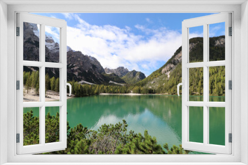 Fototapeta Naklejka Na Ścianę Okno 3D - Pragser Wildsee, Südtirol