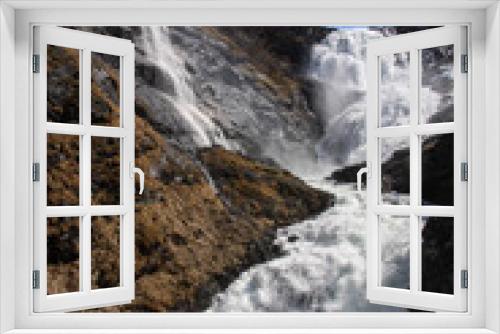 Fototapeta Naklejka Na Ścianę Okno 3D - The mighty Kjosfossen waterfall. View from the train going to Myrdal