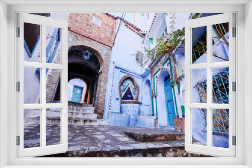 Fototapeta Naklejka Na Ścianę Okno 3D - Blue city. Ancient architecture of old town Medina of Chefchaouen, Morocco.
