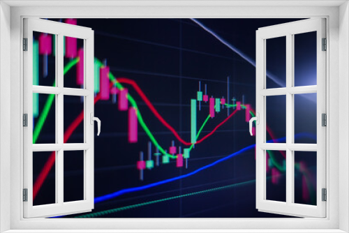 Stock exchange market graph on screen monitor. Economic and financial concept.