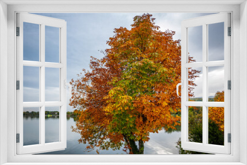 Fototapeta Naklejka Na Ścianę Okno 3D - Autumn colors by the lake