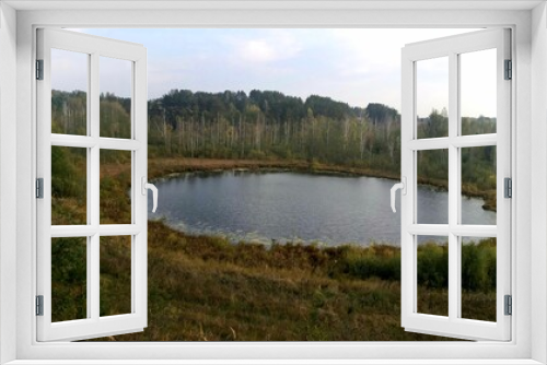 Fototapeta Naklejka Na Ścianę Okno 3D - lake and forest