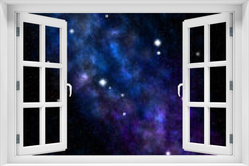 Fototapeta Naklejka Na Ścianę Okno 3D - Milky night sky with stars and nebula. Blue and purple starry sky background.