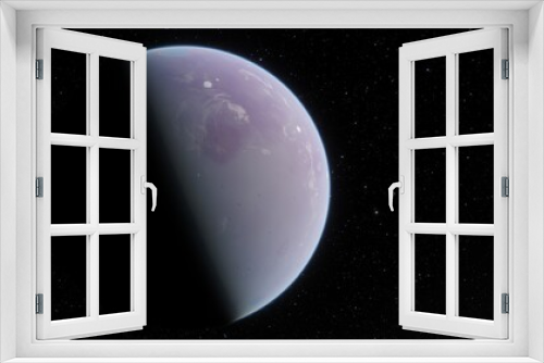 Fototapeta Naklejka Na Ścianę Okno 3D - super-earth planet, realistic exoplanet, planet suitable for colonization, earth-like planet in far space, planets background 3d render