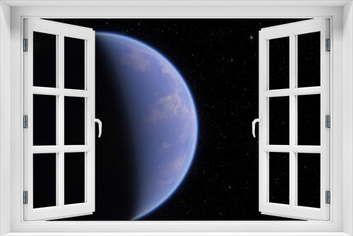 Fototapeta Naklejka Na Ścianę Okno 3D - super-earth planet, realistic exoplanet, planet suitable for colonization, earth-like planet in far space, planets background 3d render