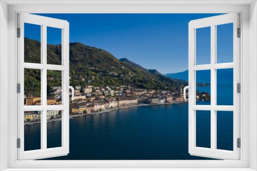 Fototapeta Naklejka Na Ścianę Okno 3D - Panoramic view of the historic part of Salò on Lake Garda Italy. Aerial view of the town on Lake Garda. Lake in the mountains of Italy. Tourist site on Lake Garda.