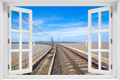 Fototapeta Naklejka Na Ścianę Okno 3D - Railing, Freight Transportation, Outback, Railroad Track