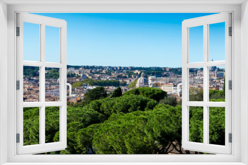 Fototapeta Naklejka Na Ścianę Okno 3D - panoramic view of Rome from Villa Borghese towards San Pietro basilica