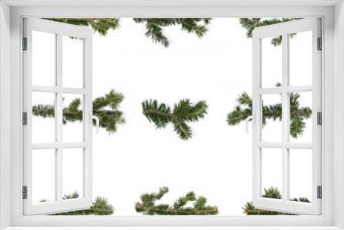 Fototapeta Naklejka Na Ścianę Okno 3D - Fir tree branch set on white