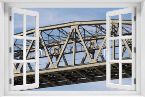 Fototapeta Naklejka Na Ścianę Okno 3D - Historic steel railway bridge with lifting system at Rotterdam in the Netherlands