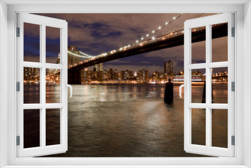 Fototapeta Naklejka Na Ścianę Okno 3D - Brooklyn bridge in the evening, New York, USA