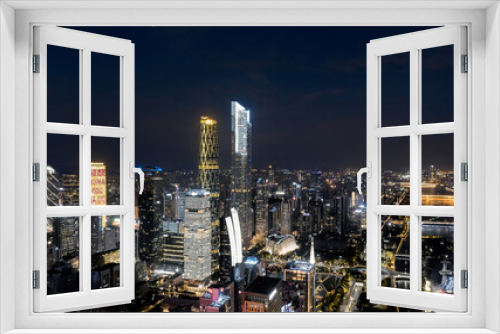 Fototapeta Naklejka Na Ścianę Okno 3D - Night view of Guangzhou City, China