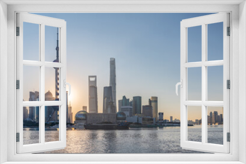 Fototapeta Naklejka Na Ścianę Okno 3D - The sunrise view of Lujiazui, the financial district and landmark in Shanghai, China.