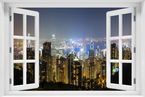 Fototapeta Naklejka Na Ścianę Okno 3D - 香港　ヴィクトリア・ピークからの夜景
