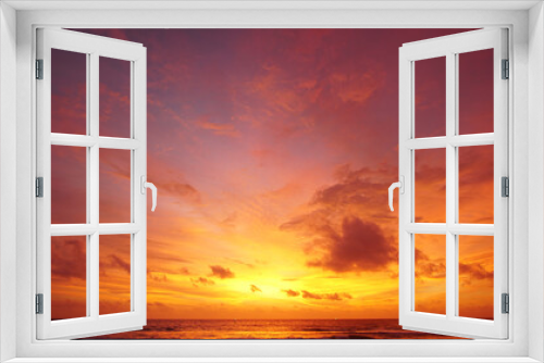 Fototapeta Naklejka Na Ścianę Okno 3D - Nature background. Shot of Landscape amazing of red sky sunset in the sea with red clouds background. Travel concept.