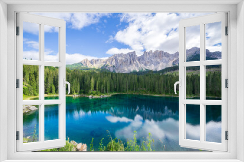 Fototapeta Naklejka Na Ścianę Okno 3D - Carezza lake, Dolomites Alps. South Tyrol. Italy