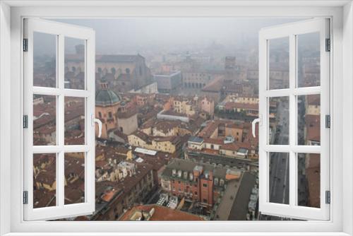 Aerial view of Bologna's Cathedral and roof skyline