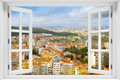 Fototapeta Naklejka Na Ścianę Okno 3D - Aerial view colorful Lisbon Portugal