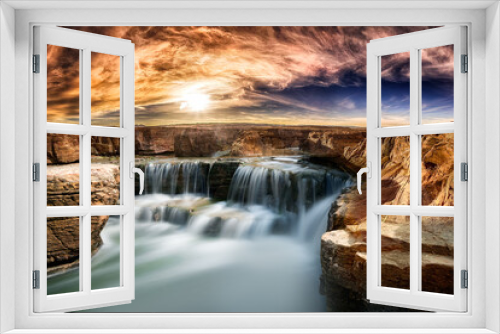 Fototapeta Naklejka Na Ścianę Okno 3D - Beautiful waterfall close-up scenery on the mountain (2)