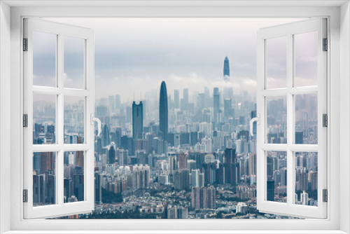 Fototapeta Naklejka Na Ścianę Okno 3D - On Wutong Mountain, a distant view of Shenzhen City