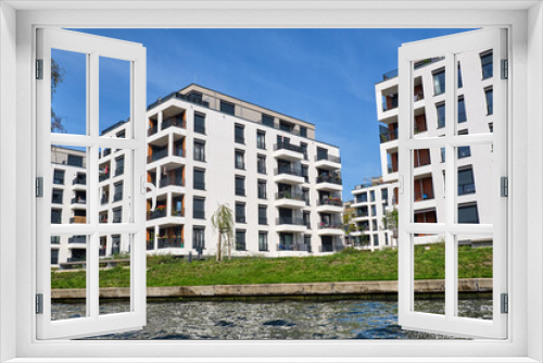 Fototapeta Naklejka Na Ścianę Okno 3D - New apartment buildings at the river Spree in Berlin, Germany