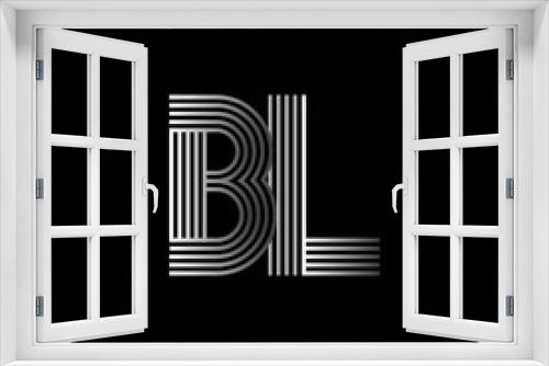 Fototapeta Naklejka Na Ścianę Okno 3D - Initial letter logo BL linked white colored, isolated in black background. Vector design template elements for company identity.