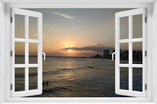 Fototapeta Naklejka Na Ścianę Okno 3D - sunset at the beach - Farol da Barra - Salvador-Bahia
