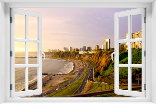 Fototapeta Naklejka Na Ścianę Okno 3D - Coastline in Miraflores in the south of Lima, Peru