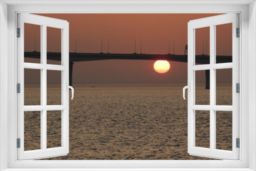 Fototapeta Naklejka Na Ścianę Okno 3D - bridge and sunset