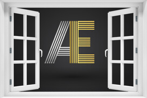 Fototapeta Naklejka Na Ścianę Okno 3D - Letter AE logo design. Elegant gold and silver colored, symbol for your business name or company identity.