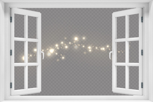 Fototapeta Naklejka Na Ścianę Okno 3D - Christmas light effect. Sparkling magical dust particles.The dust sparks and golden stars shine with special light.
