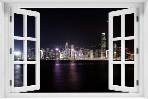 Fototapeta Naklejka Na Ścianę Okno 3D - Hongkong nights 01
