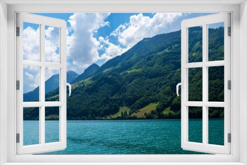 Fototapeta Naklejka Na Ścianę Okno 3D - Amazing tourquise Lake Lungern and Swiss Alps, Obwalden, Switzerland, Europe.