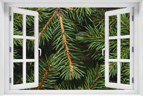 Fototapeta Naklejka Na Ścianę Okno 3D - Christmas tree, branches. Christmas, New Year. Wallpaper. Banner. Flat lay, top view